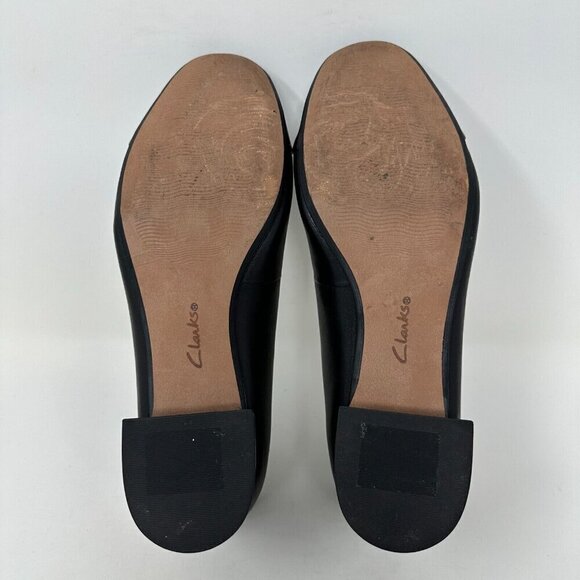 Clarks Marilyn Sara Black Pumps Size 8 Chunky heel Comfort Office Preppy - Picture 12 of 12